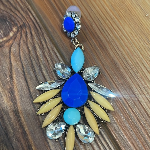 Blue Statement Earrings - Picture 2 of 2